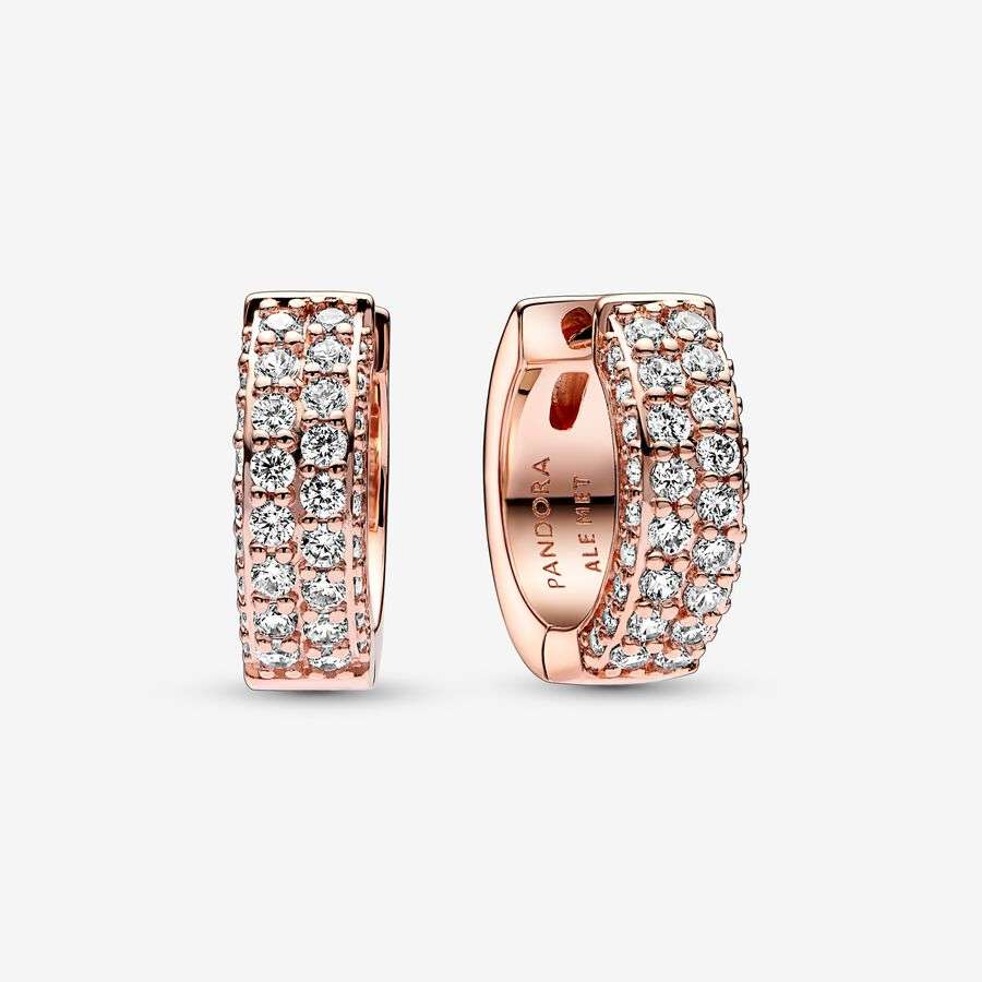 Kruhové náušnice Pandora Timeless se dvěma řadami pavé Kruhove nausnice Pandora Timeless se dvema radami pave
