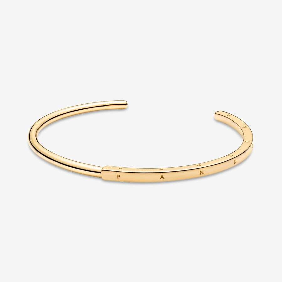 Pandora Signature I-D Open Bangle-Pozlacené Pandora Signature I D Open Bangle Pozlacene