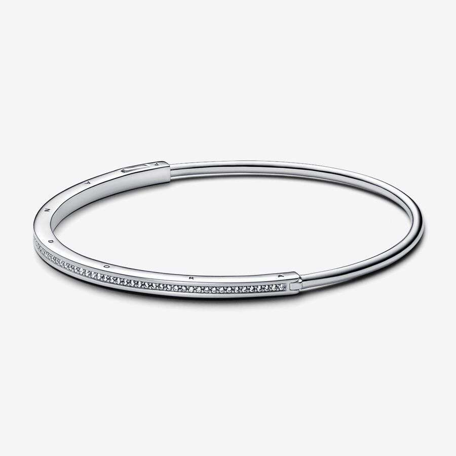 Pevný náramek Pandora Signature I-D a pavé-Sterlingové stříbro Pevny naramek Pandora Signature I D a pave Sterlingove stribro