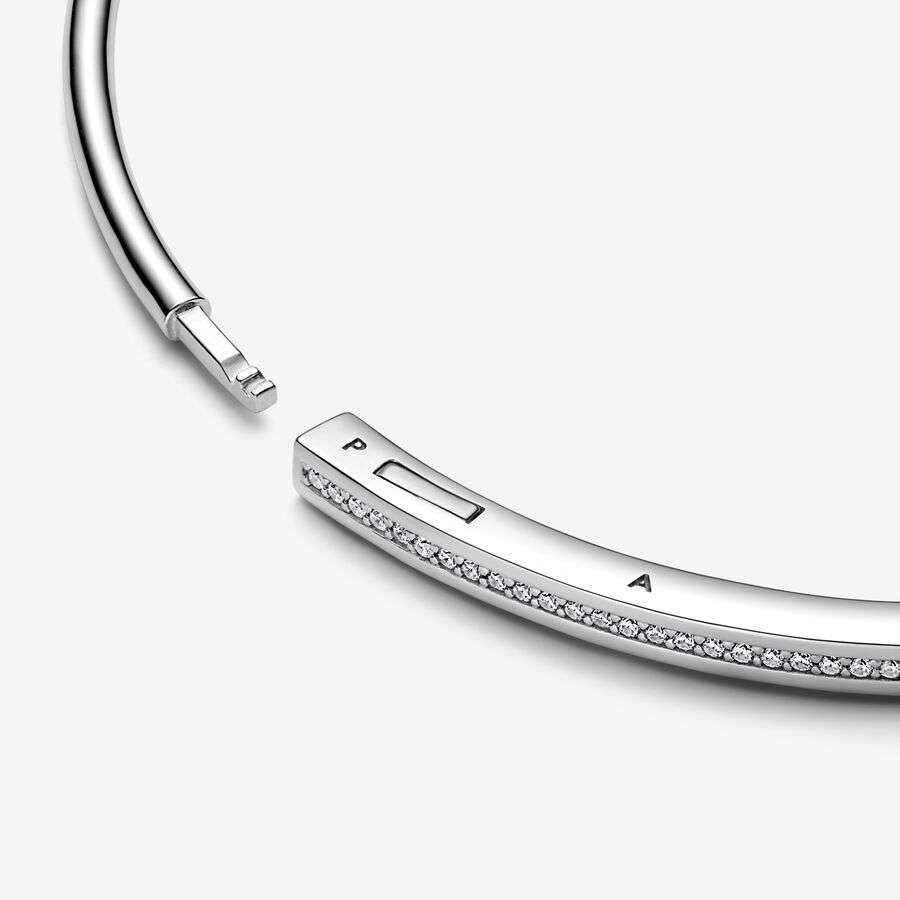Pevný náramek Pandora Signature I-D a pavé-Sterlingové stříbro_2