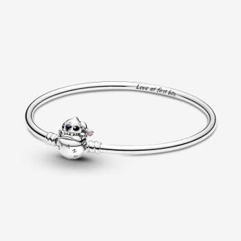 Pevný náramek se sponou Pandora Moments Disney Zakousnutý Stitch