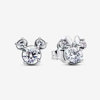 Třpytivé peckové náušnice Disney Mickey Mouse a Minnie Mouse