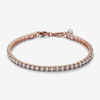 Třpytivý tenisový náramek-Pozlacené růžovým zlatem Silver PANDORA Rose