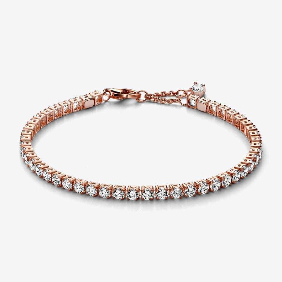 Třpytivý tenisový náramek-Pozlacené růžovým zlatem Silver PANDORA Rose Trpytivy tenisovy naramek Pozlacene ruzovym zlatem Silver PANDORA Rose