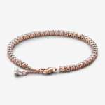 Třpytivý tenisový náramek-Pozlacené růžovým zlatem Silver PANDORA Rose