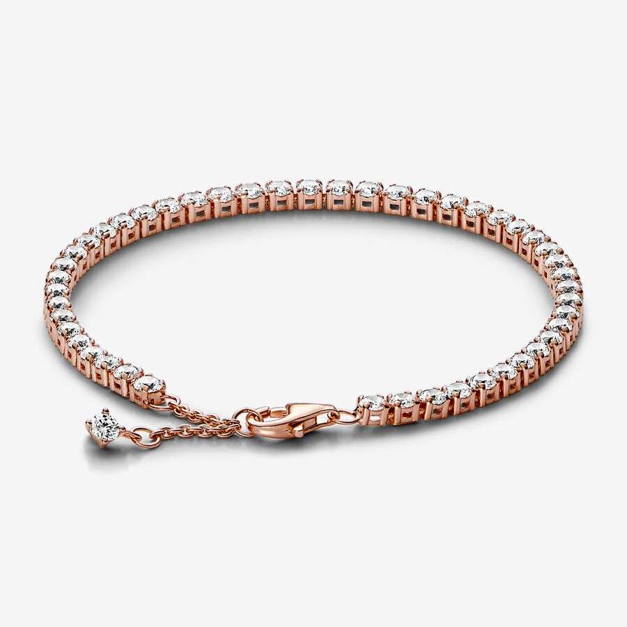 Třpytivý tenisový náramek-Pozlacené růžovým zlatem Silver PANDORA Rose_2