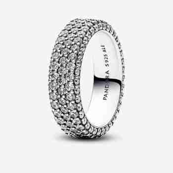 Prsten Pandora Timeless se třemi řadami pavé