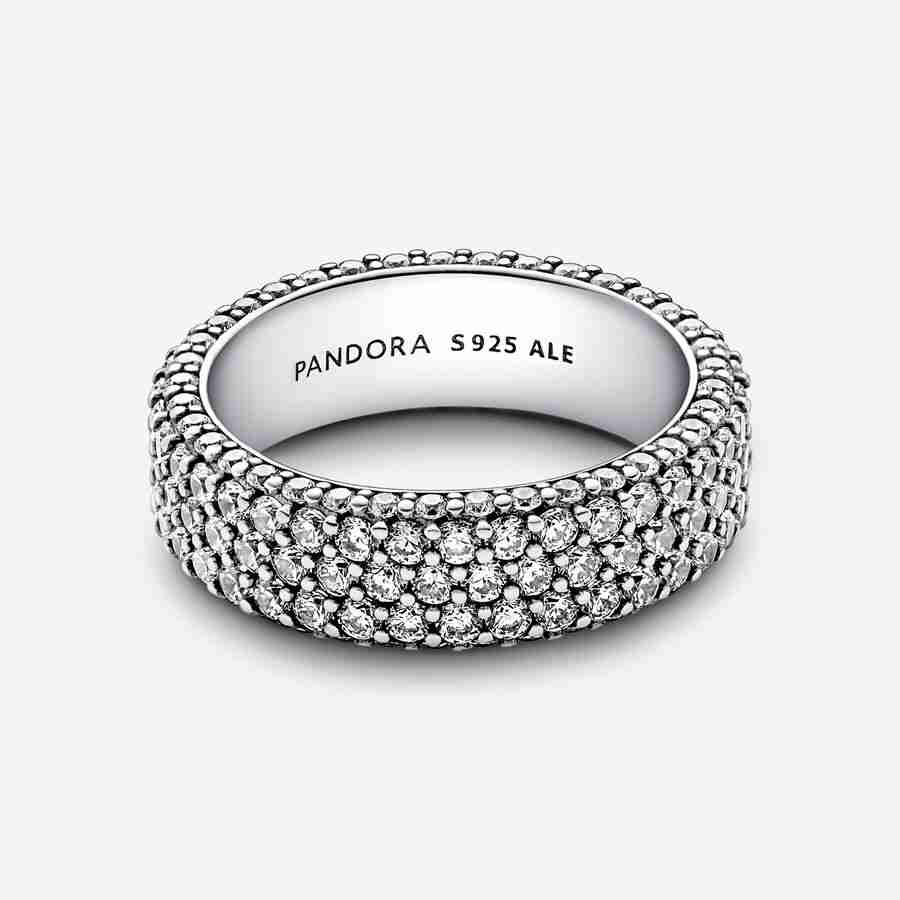 Prsten Pandora Timeless se třemi řadami pavé_2