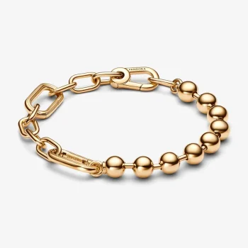 Homepage Řetízkový náramek Pandora ME s kovovými kuličkami a články-Pozlacené