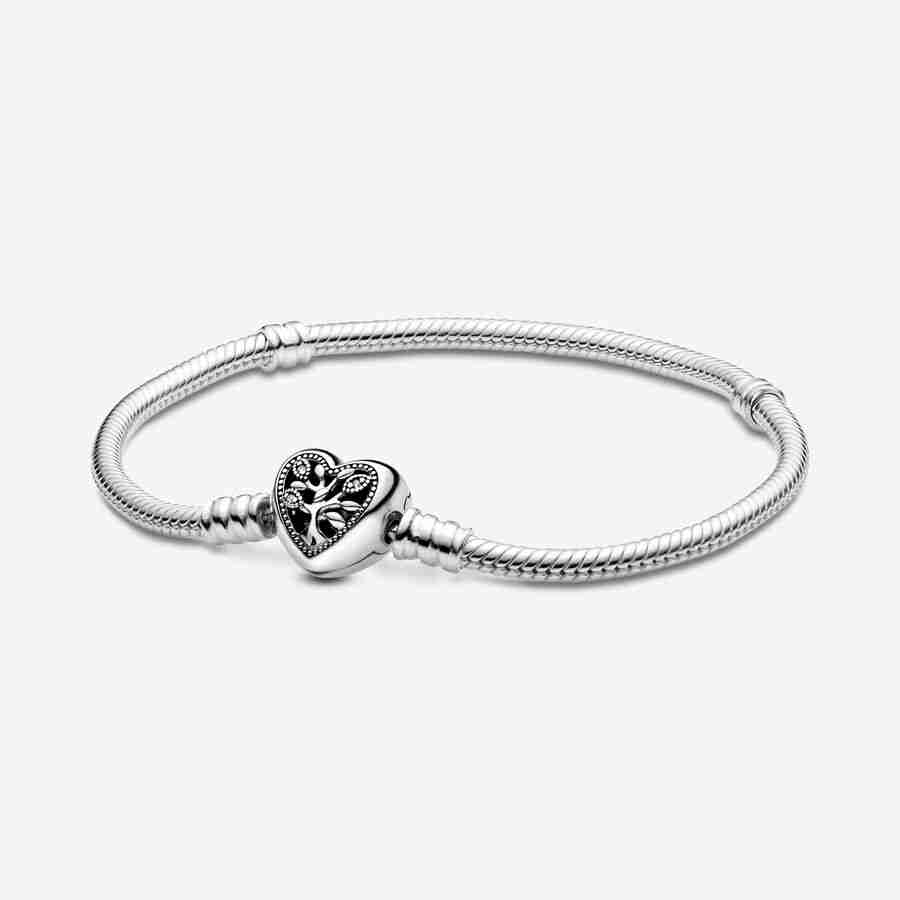 Hadovitý řetízkový náramek Pandora Moments Srdcová spona se stromem života Hadovity retizkovy naramek Pandora Moments Srdcova spona se stromem zivota