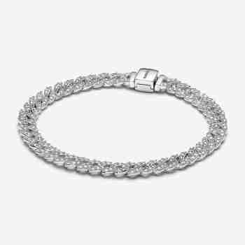 Náramek z kubánského řetízku Pandora Timeless Pavé Sterlingové stříbro