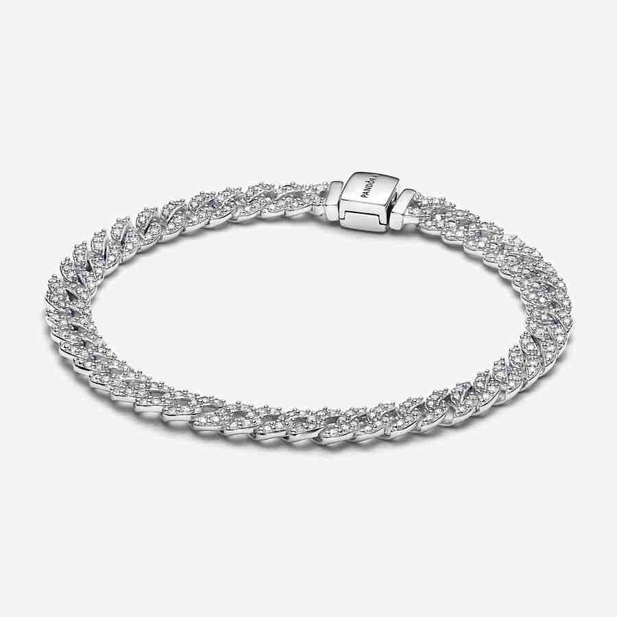 Náramek z kubánského řetízku Pandora Timeless Pavé Sterlingové stříbro_1 Naramek z kubanskeho retizku Pandora Timeless Pave Sterlingove stribro 1